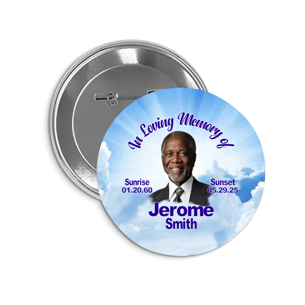 Memorial Buttons Round and Rectangle